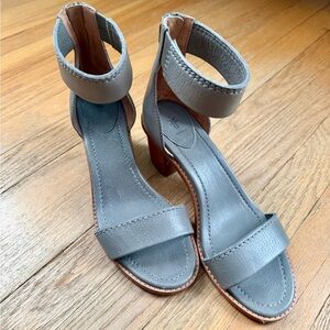 Frye Gray Leather Heeled Sandals